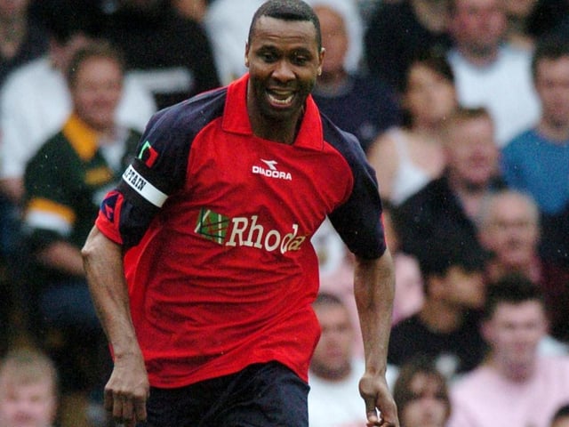 Lucas Radebe in action for the World XI.
