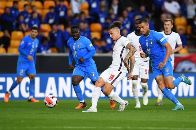 Kalvin Phillips made a substitute appearance during England's 0-0 Nations League draw with Italy on Saturday. Pic: Claudio Villa.