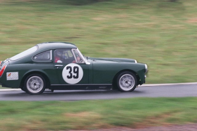 A competitor racing against the clock during the Harewood Hill Climb at Harewood.