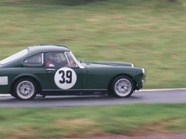A competitor racing against the clock during the Harewood Hill Climb at Harewood.