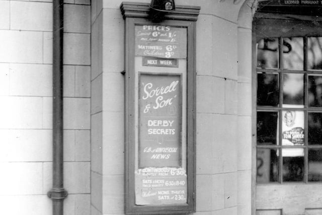 A poster displaying prices and matinee times. The cinema was on junction of Harrogate Road and Street Lane.