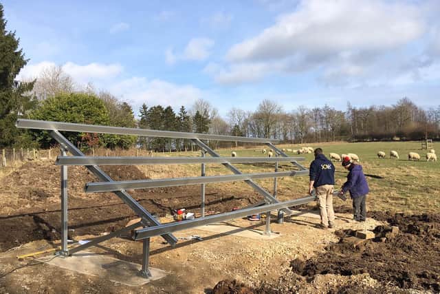 Pictured is a ground mount being constructed by Leeds family-run business Solec Energy Solutions.