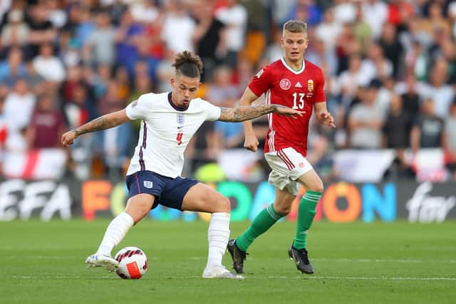 TOUGH NIGHT - Leeds United star Kalvin Phillips played all 90 minutes as England lost 4-0 to Hungary. Pic: Getty