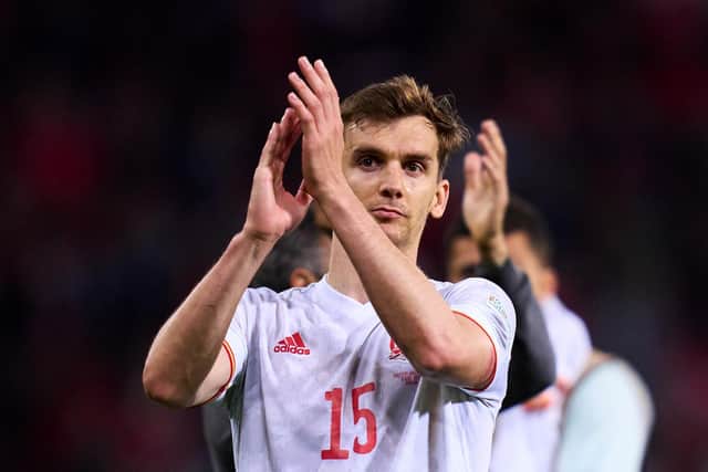 FINE FORTNIGHT: For Leeds United's Spanish international defender Diego Llorente, above, pictured after the 1-0 victory against Nations League hosts Switzerland in Geneva. Photo by Diego Souto/Quality Sport Images/Getty Images.