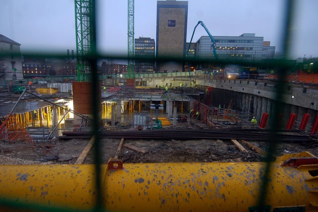 Construction work of the new Leeds Metropolitan University behind Leeds Civic Hall was well underway in December 2007.