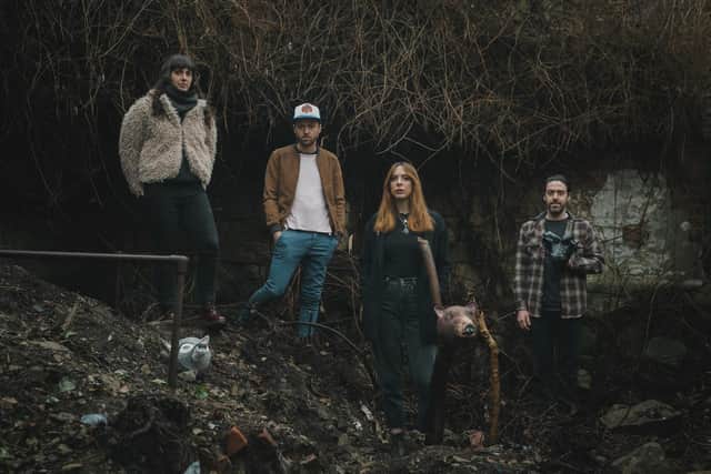 Leeds band Crake, from left to right - Bassist Sarah Stratham, guitarist and pianist Russell Searle, lead vocalist Rowan Sandle and drummer Rob Slater (Photo: Ash Scott)