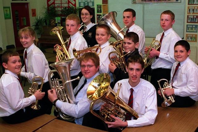 Brass band players at Garforth Community College pictured in November 2000.