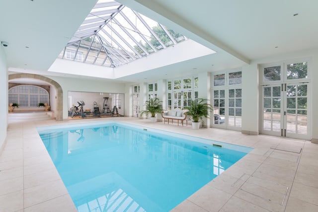A substantial leisure wing resides to the rear of the property incorporating an indoor swimming pool.