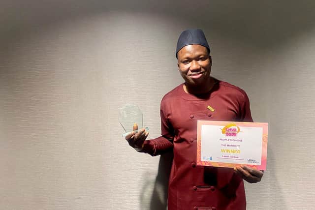 Lamin Darboe, a housekeeper and breakfast chef at the Leeds Marriott Hotel, won the People's Choice Award - sponsored by the Yorkshire Evening Post