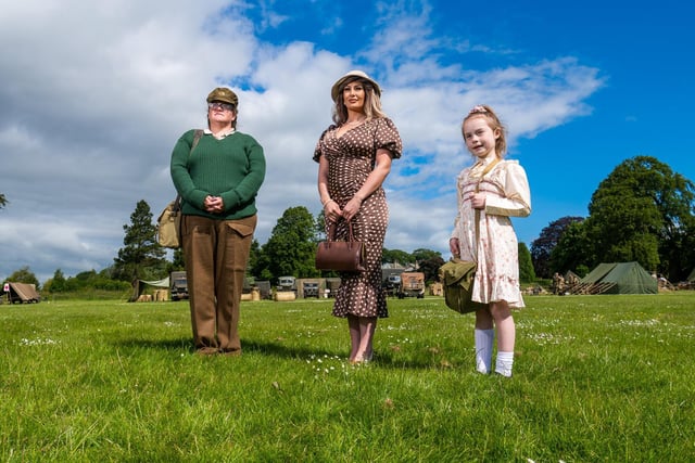 Three family generations. Lorna Dennington with her daughter Beverley and her granddaughter Brooke, all members of the 2nd Battalion East Yorkshire Regiment Living History Society.