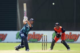 CRASH, BANG WALLOP: Dawid Malan of England hits a six against the Netherlands in Amstelveen Picture: Richard Heathcote/Getty Images