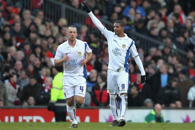 OVERDUE: Leeds United have not beaten arch rivals Manchester United since Jermaine Beckford, right, struck the winner in the FA Cup third round clash of January 2010 but the ex-Whites striker believes the tide will turn. 
Photo by Alex Livesey/Getty Images.