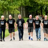 Six former players of Cookridge FC, who are taking part in Sunday's March for Men in Leeds (Photo: Simon Hulme)