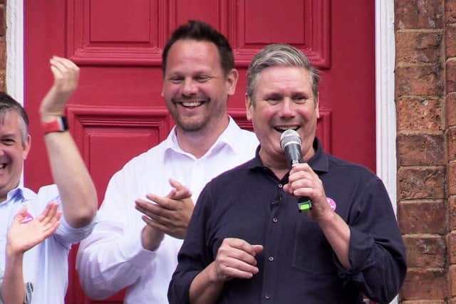 Labour leader Sir Keir Starmer (right) makes a speech during the Wakefield by-election campaign trail (Photo: Dave Higgens/PA Wire)