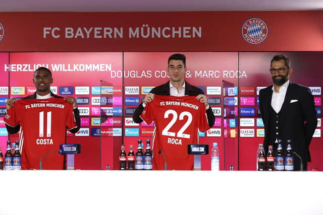 Marc Roca signs for Bayern Munich in October 2020. Pic: Alexander Hassenstein.