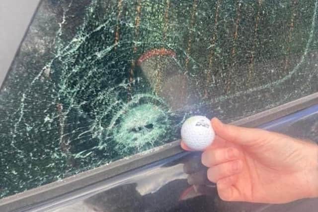 Gemma Park claims the golf balls have smashed through her car windows