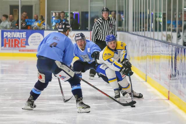 Leeds Knights' Lewis Baldwin

will return for the 2022-23 NIHL National season as a forward. Picture: Andy Bourke - Podium Prints