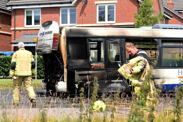 The fire torched the rear side of the bus (Photo: Simon Hulme)