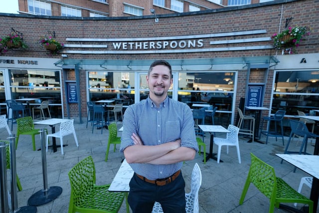 Manager John Tondeur outside the newly-refurbished Wetherspoons in Leeds City Station