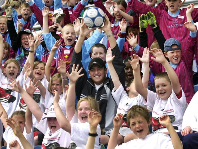 Leeds United striker Michael Bridges launches the Adidas football tournament at South Leeds Stadium involving youngsters from local schools.