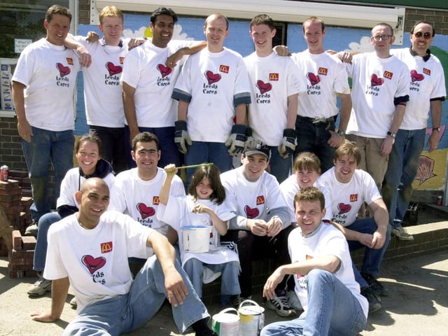 This team of McDonalds volunteers tidied the playground at Beeston Primary as part of the Leeds Cares project.