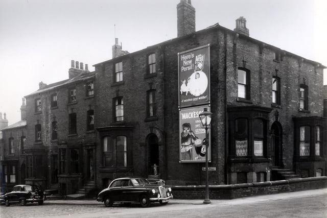 The junction of Samuel Street, to the left, and Camp Road in April 1958. Have you noticed the child is in the doorway?