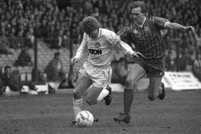 Gordon Strachan on his Leeds United debut against Portsmouth in March 1989.
