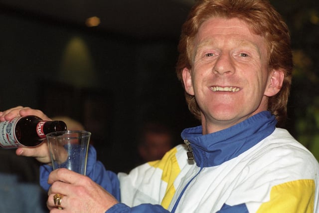 Gordon Syrachan celebrates winning the First Division title in April 1992.