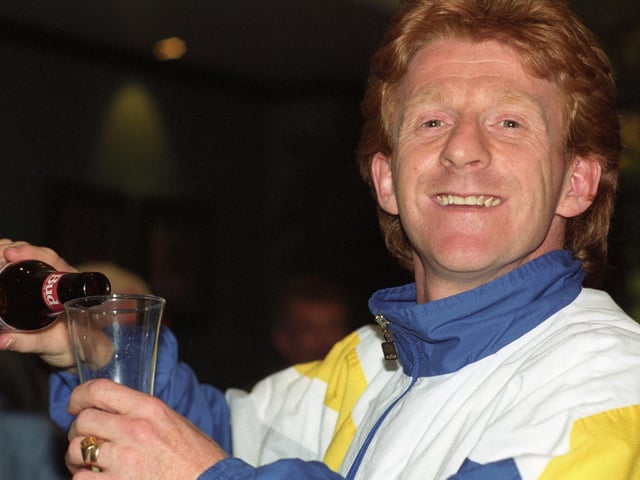 Gordon Syrachan celebrates winning the First Division title in April 1992.