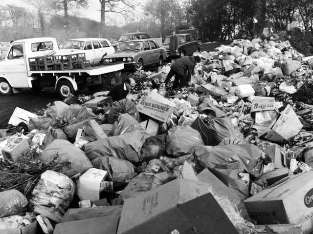 A new Leeds City Council tip near the Meanwood cricket ground in November 1970.