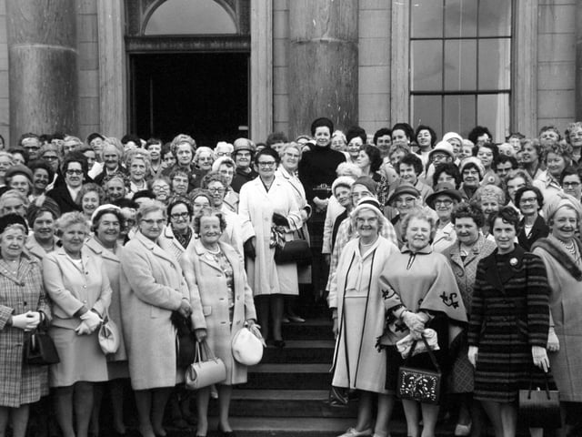 The Countess of Harewood with members of Women's Circle on the steps of Harewood House in September 1970.