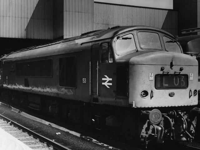 This sleek engine in Leeds City Station was one of the latest Peak class type diesels which speed to London. It was named The Royal Tank Regiment.