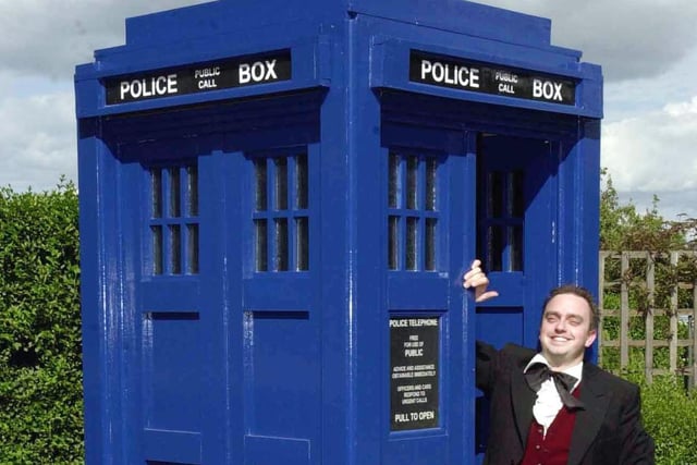This is Doctor Who fan Chris Hoyle who has built his own Tardis in the garden of his home in Oakwood.