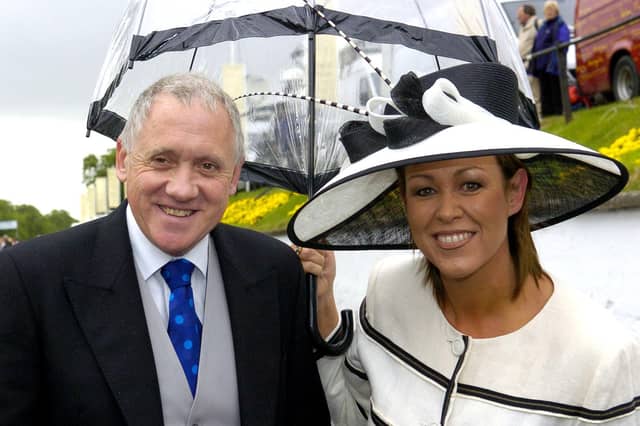 Look North couple Harry Gration and Christa Ackroyd arrive for the first day of Royal Ascot at York. June 14, 2005.