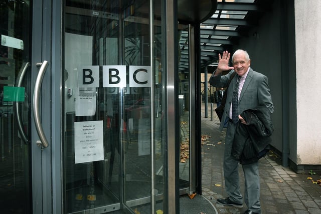 Harry Gration arrives for his last day at work in 2020
