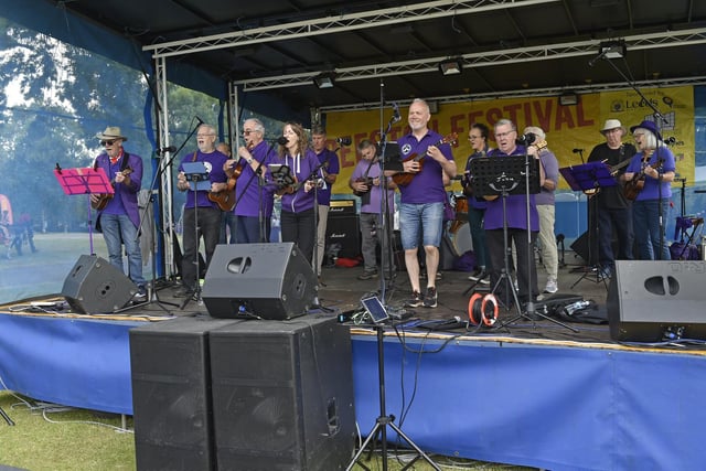 The popular ukulele ensemble welcomes players of all abilities who love to sing and play together.