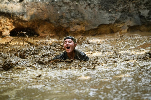 Challenges force participants to face the elements, from fire and ice to mud.