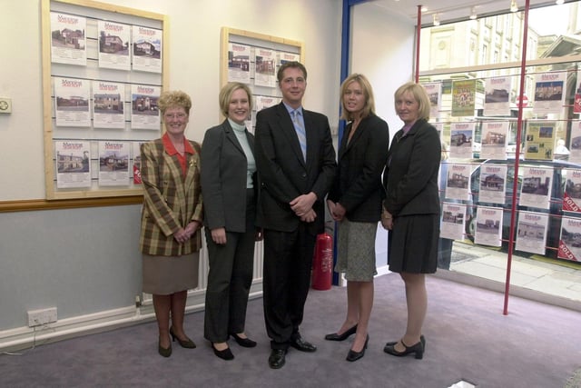 The team at Manning Stainton estate agents on Queen Street in September 2001. Pictured, from left, are Pat Ripley, Jo Harrop, Andrew Butler, Vickie Shanks and Maureen Catlow.