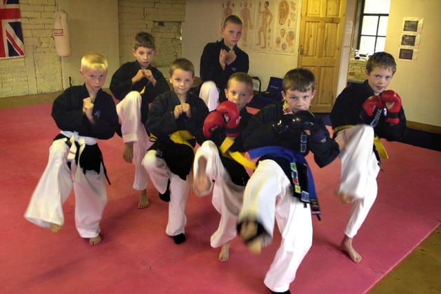 Young karate students at Morley's Samurai Martial Arts Academy in August 2001.
