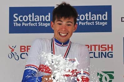 Sam Watson celerbrates becoming under-23 national road race champion. Picture by Alex Whitehead/SWpix.com.