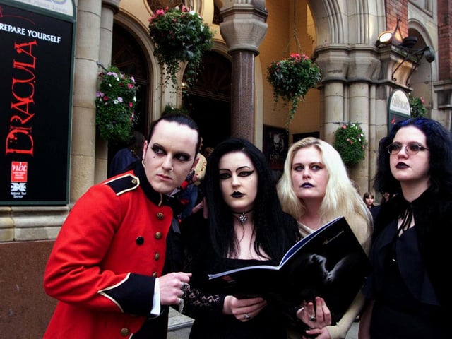 Members of the Whitby Dracula Society at the Leeds Grand Theatre for a production of Dracula by Northern Ballet.