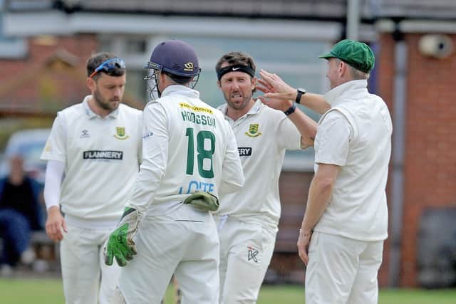 New Farnley's Mark Lawson took six wickets in the victory over Hanging Heaton. Picture: Steve Riding.