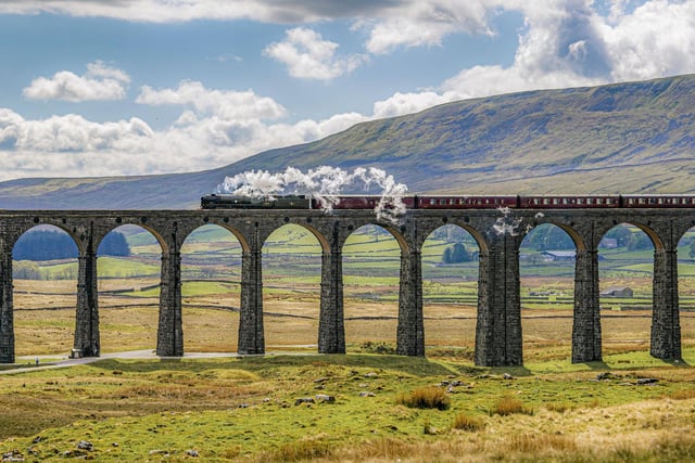 A landmark situated in the North Yorkshire countryside, on the Cumbrian border The four-mile hike initially follows the Settle-Carlisle railway line, before heading up toward the small, cobbled village of Dent. The viaduct was constructed in the 19th century with more than 1.5 million bricks.