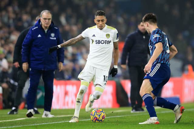 SURPRISING MOVE - Leeds United winger Raphinha is a transfer target for Arsenal and Newcastle United have reportedly asked the question this week. Pic: Getty