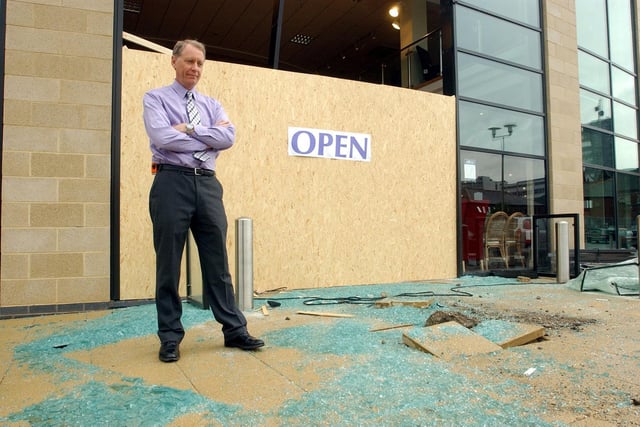 Furnishings shop Christopher Pratts in city centre was left counting the cost after being ram-raided for the third time. Pictured is store manager Peter Evans.