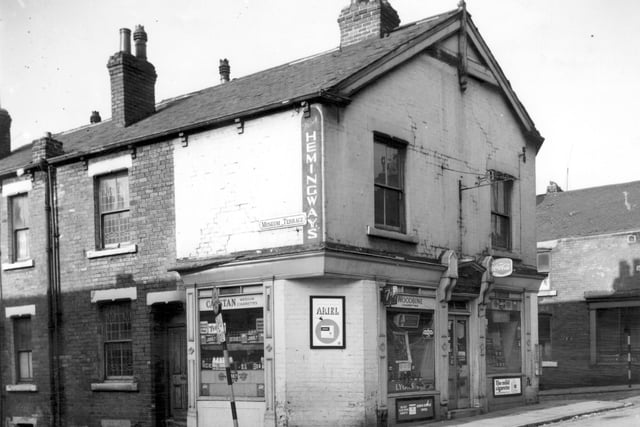 An off-licence which fronted onto Shakespeare Street pictured in March 1965.