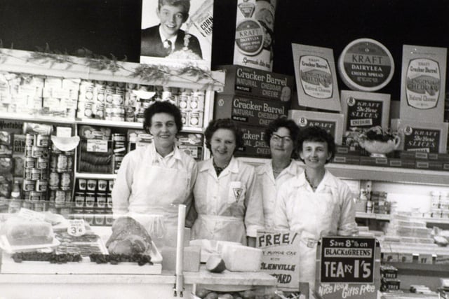 Staff at the Thrift store on Station Road in 1955.