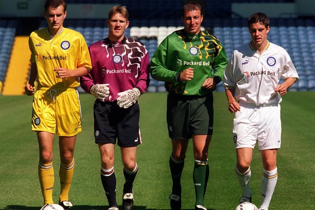Leeds United unveiled their new strip for the 1996/97 season. Pictured, from left, is David Weatherall, Paul Evans, Mark Beeney and Andy Gray.