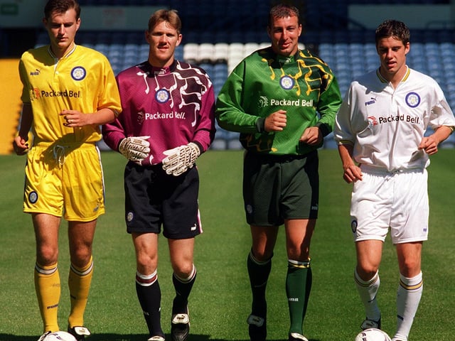 Leeds United unveiled their new strip for the 1996/97 season. Pictured, from left, is David Weatherall, Paul Evans, Mark Beeney and Andy Gray.