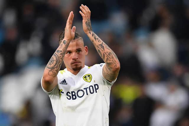 MESSAGE: From Kalvin Phillips upon the completion of his transfer from Leeds United to Manchester City. Photo by OLI SCARFF/AFP via Getty Images.